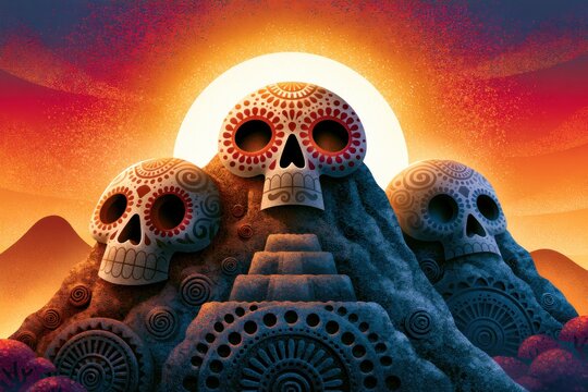Ceremonial Calavera Mountains Beneath a Radiant Sun