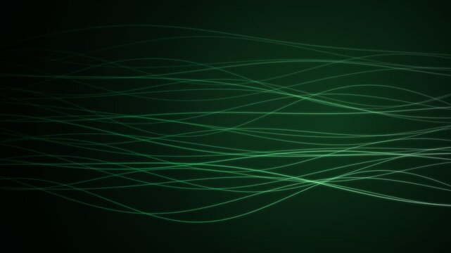 Abstract Futuristic Green Glowing Digital Wave Lines Background