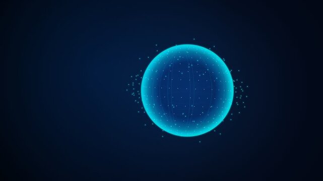 Abstract Glowing Blue Digital Tech Sphere on Dark Background