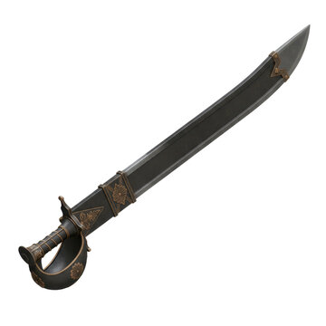 Ornate Antique Pirate Cutlass Sword with Decorative Hilt