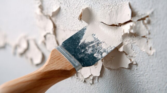 Paint scraper removing damaged wall