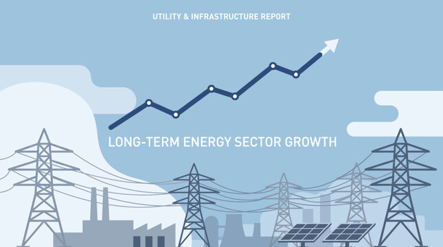 Energy infrastructure growth chart. Power grid development and utility market analysis.