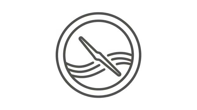 Minimalist one line drawing of no plastic straws prohibition sign