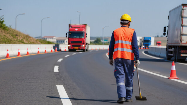 Road worker at work 