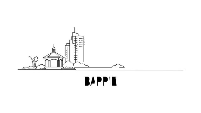 Simple line art of Barrie skyline