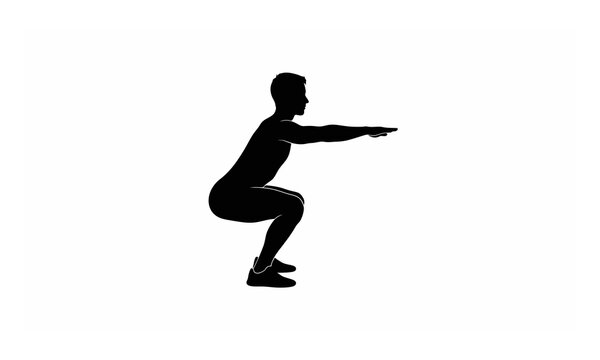 Silhouette of a man performing a squat exercise
