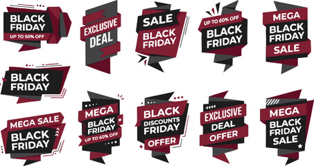 Obraz premium Black Friday Sale and Exclusive Deal Geometric Banners Collection