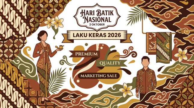 Indonesian Batik National Day Hari Batik Nasional Celebration with Traditional Clothing