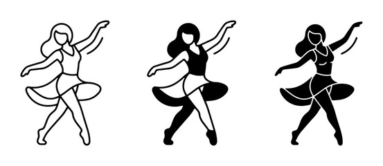 Ballet Dancer Icons, Female Dancer Silhouette, Graceful Pirouette Vector Art, Performance Art Graphics © Arafat