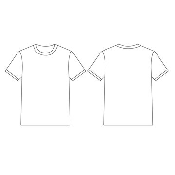 Basic Crew Neck Blank T Shirt Mockup Line Art for Uniform and Casual Wear Branding