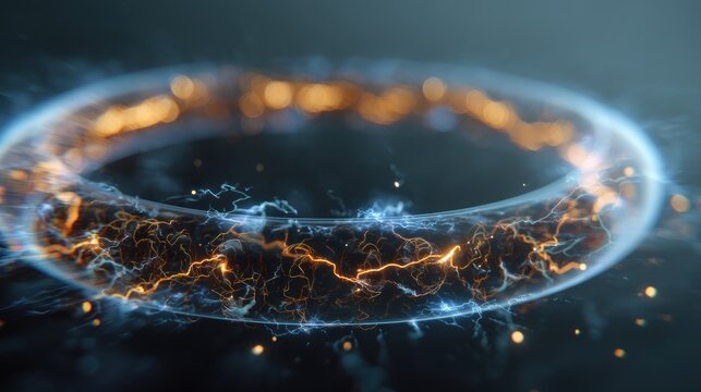 Energy ring with glowing lightning effects