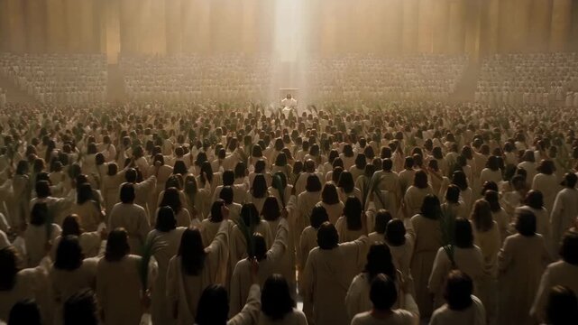 New Testament Scene Of King Jesus In Divine Majesty Emitting Warm Light From Bright Glowing Clothes