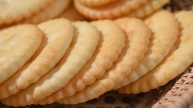 Crispy Crackers on Wooden Plate