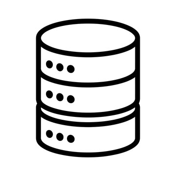 Database Icon: A simple, stylized icon representing a data storage unit with multiple stacked layers, symbolizing information management and digital systems.