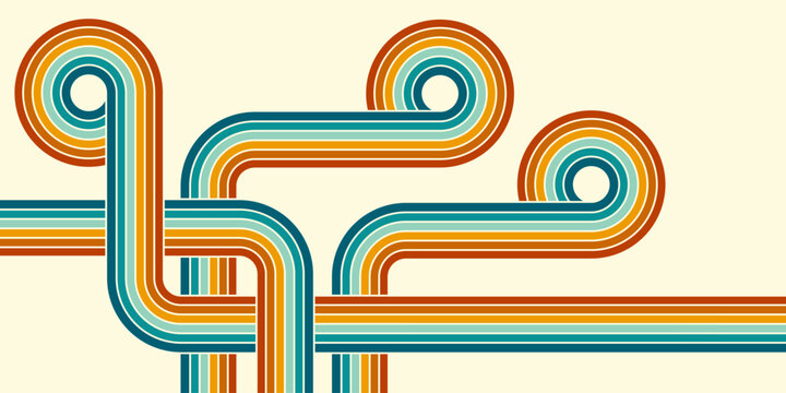 Vintage striped backgrounds, posters, banner samples retro colors 1970s 1900s 70s 80s 90s. Retro vintage style 70s striped background poster lines. Shapes vector design graphic 1980s.