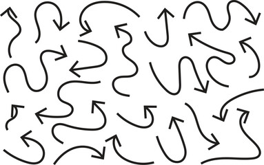 Fototapeta premium Set of hand drawn wavy arrows sketch collection