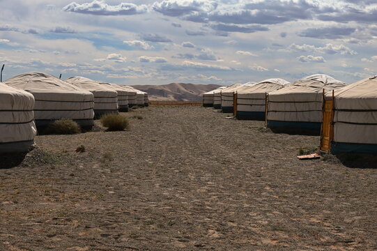 Yurt camp in Gobi desert, Mongolia