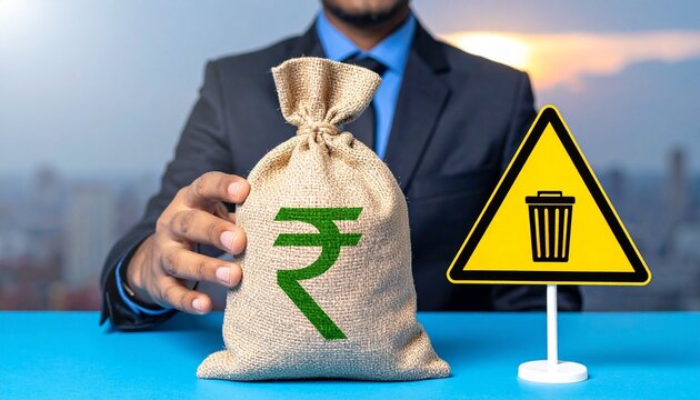 Rupee sack shopping cart finance consumer choice economic symbolism