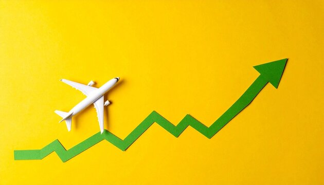 Airplane growth arrow aviation success progress upward momentum business symbolism
