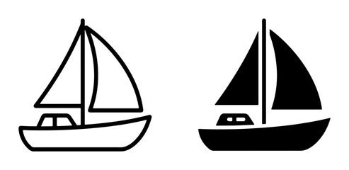 Sailboat Icons: Outline and Solid Fill Vector Graphics for Nautical and Travel Themes © Sayem
