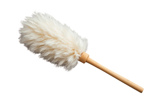 Long white feather cleaning duster isolated on transparent background