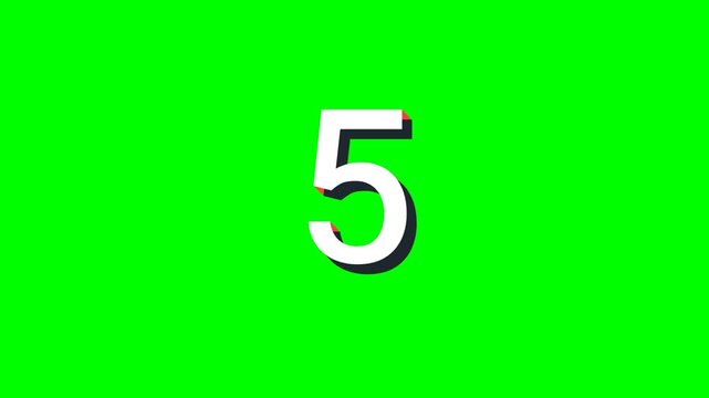 Countdown number with 3D shadow effect isolated on green screen a stylish digital graphic of the featuring a subtle three dimensional drop