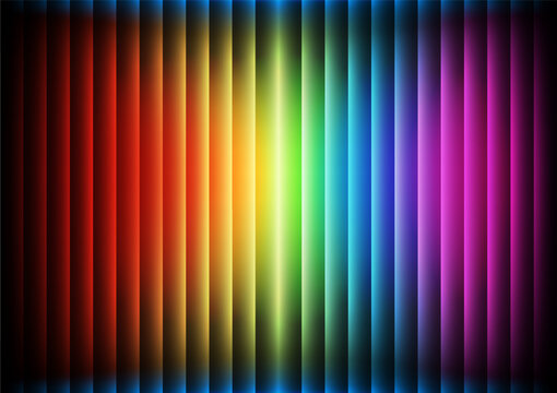 Colorful glowing vertical lines background with a rainbow gradient effect. Vibrant abstract neon light pattern design concept.