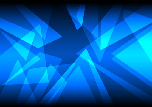 Abstract blue geometric background with glowing transparent shapes and light effects. Modern technology digital concept.