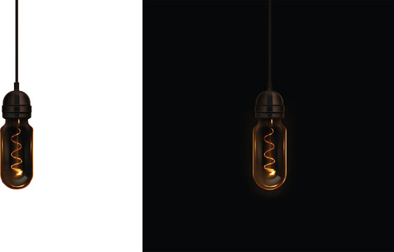 Vintage Hanging Edison Light Bulb. Glowing Filament Lamp, Rustic Lighting