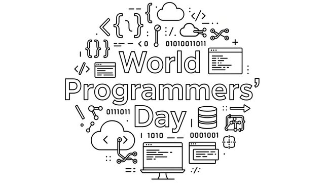 World Programmer's Day celebration graphic with software code elements and icons