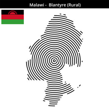 Map of Malawi region Blantyre-Rural in concentric medium size outlines