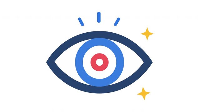 Vision and target focus flat vector animation, eye with bullseye symbol for business strategy video