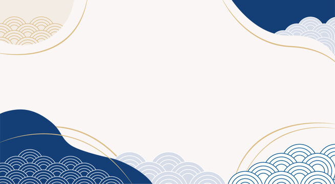 青海波文様と曲線を組み合わせた和モダンの背景