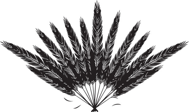 Paintbrush created with feather strokes arranged in circular pattern