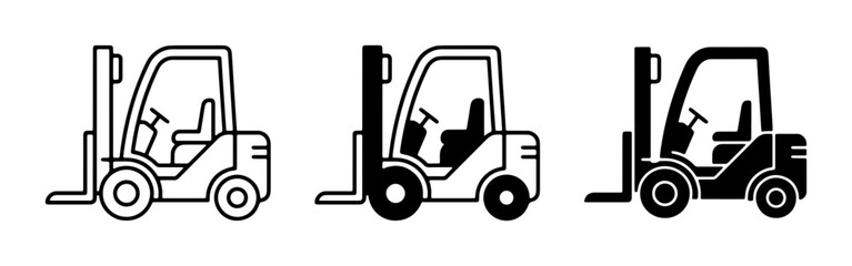 Fototapeta premium Forklift Truck Icons Set, Industrial Vehicle Vector Graphics, Logistics and Warehouse Equipment Symbols