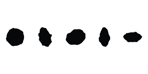 Collection of five irregular rock and stone silhouettes for geological and nature themed projects on white background © MOKBUL