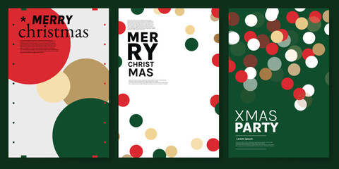Obraz premium Christmas and Happy holiday greeting card vector set. Elegant hand drawn wallpaper with pine leaves, pinecone, wreath. Holidays design illustration for cover, print, poster, Happy New Year, ads.