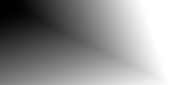 Gradient background fading from deep black to bright white during a smooth transition for abstract design elements isolated on transparent background