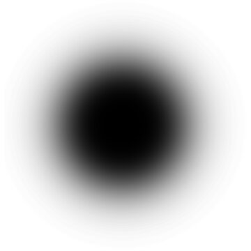 Single black abstract circle with soft gradient edges during a studio shot isolated on transparent background
