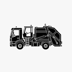 Fototapeta premium Corporate Black and White of a Heavy Duty Street Sweeper Vehicle with Side Brushes and Collection Bin