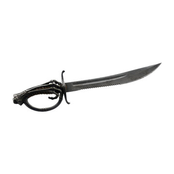 Skeleton Hand Hilt Saber Sword with Serrated Blade