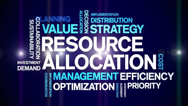 Resource Allocation animated word cloud-text design animation tag kinetic typography seamless loop.