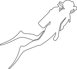 Scuba diving silhouette outline vector for underwater sports activity and oceanic exploration icon © NiMade