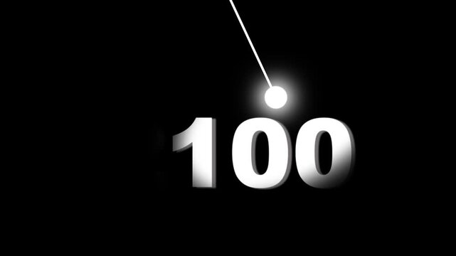 Minimalist 2100 year countdown timer with glowing pendulum motion on black background, future futuristic