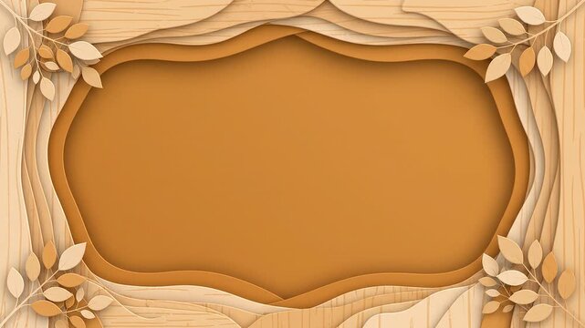 Abstract Thanksgiving Background with Paper Cut Layers and Autumn Leaves for Seasonal Decorative Greeting Cards