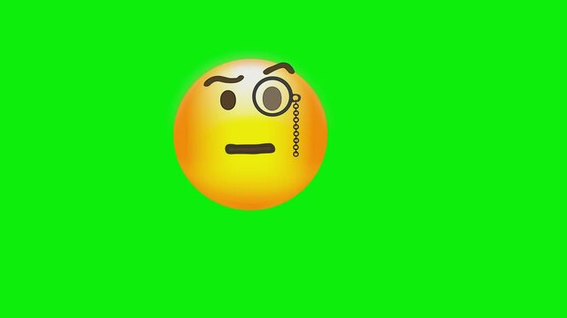 Winking yellow face emoji with one eye green screen chromakey background 2d animated cartoon animation scene element clip visual frame sequence theme scene element 