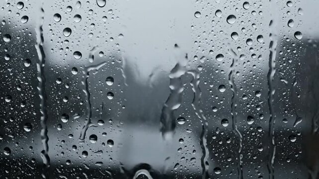 Raindrop Sliding Down Glass Window in Moody Monochrome