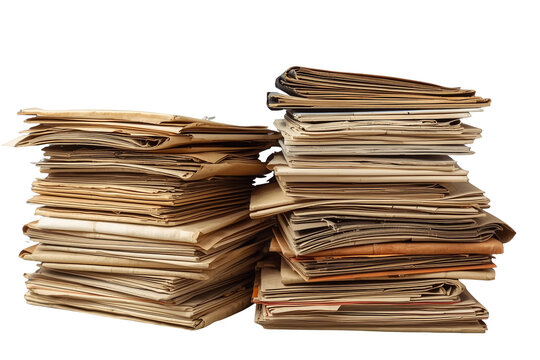 Large piles of old archived documents and files