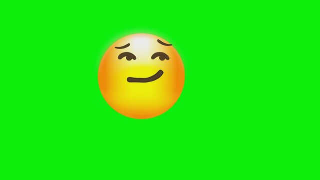 Smiling yellow face emoji green screen chromakey background 2d animated cartoon animation scene element clip visual frame sequence theme scene element clip visual