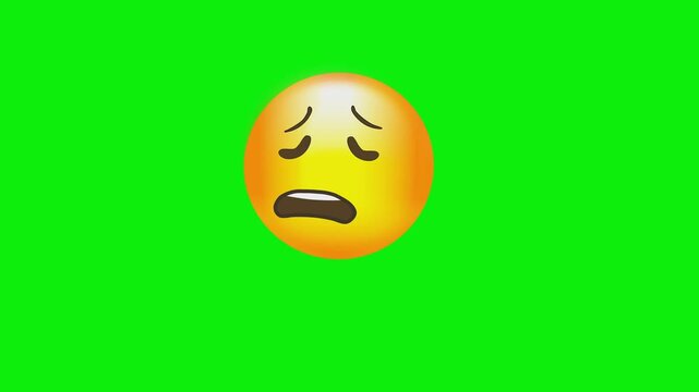 Worried yellow face emoji green screen chromakey background 2d animated cartoon animation scene element clip visual frame sequence theme scene element clip visual